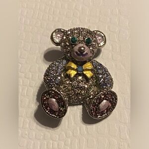 Costume Rhinestone Enamel Teddy Bear Pin #6765
